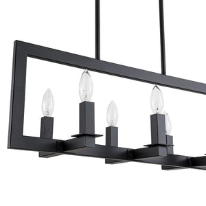 LightFixturesUSA - Industrial 6 - Light Candle Style Black Rectangular Island Chandelier - Chandelier - Matte Black - 