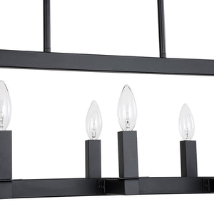 LightFixturesUSA - Industrial 6 - Light Candle Style Black Rectangular Island Chandelier - Chandelier - Matte Black - 