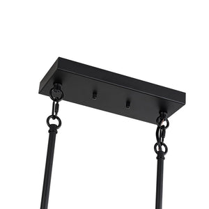 LightFixturesUSA - Industrial 6 - Light Candle Style Black Rectangular Island Chandelier - Chandelier - Matte Black - 