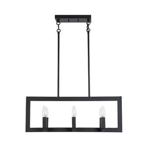 LightFixturesUSA - Industrial 6 - Light Candle Style Black Rectangular Island Chandelier - Chandelier - Matte Black - 