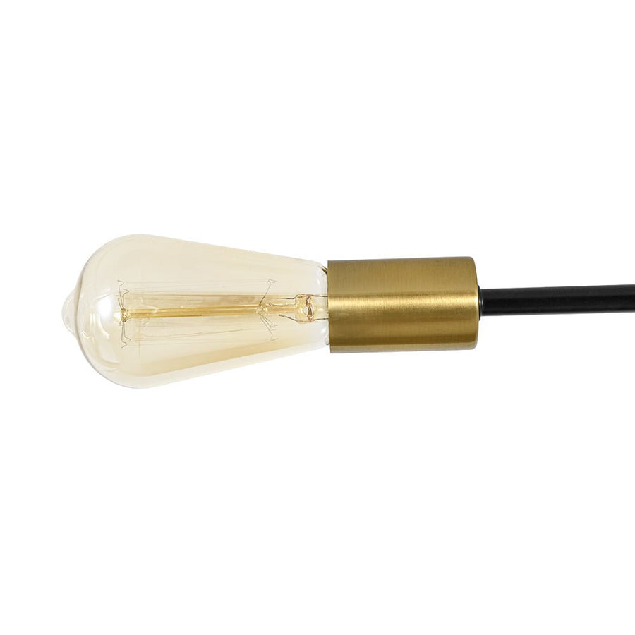 LightFixturesUSA - Industrial 6 - Light Pipeline Sputnik Semi Flush Mount - Ceiling Light - Black + Brass - 