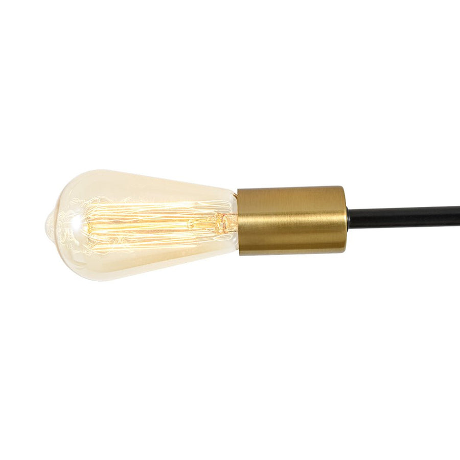 LightFixturesUSA - Industrial 6 - Light Pipeline Sputnik Semi Flush Mount - Ceiling Light - Black + Brass - 