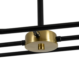 LightFixturesUSA - Industrial 6 - Light Pipeline Sputnik Semi Flush Mount - Ceiling Light - Black + Brass - 
