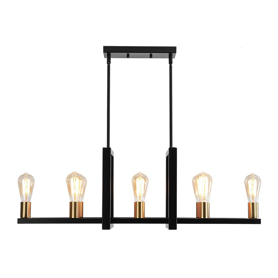 LightFixturesUSA - Industrial 8 - Light Rectangular Kitchen Island Chandelier - Chandelier - Black + Brass - 