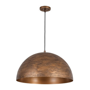 LightFixturesUSA - Industrial Antique Textured Bronze Oversized Iron Dome Pendant - Pendant Light - 23.6 in - 