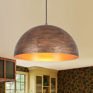 LightFixturesUSA - Industrial Antique Textured Bronze Oversized Iron Dome Pendant - Pendant Light - 23.6 in - 