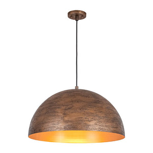 LightFixturesUSA - Industrial Antique Textured Bronze Oversized Iron Dome Pendant - Pendant Light - 23.6 in - 