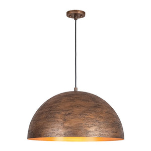 LightFixturesUSA - Industrial Antique Textured Bronze Oversized Iron Dome Pendant - Pendant Light - 23.6 in - 
