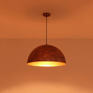 LightFixturesUSA - Industrial Antique Textured Bronze Oversized Iron Dome Pendant - Pendant Light - 23.6 in - 