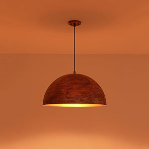 LightFixturesUSA - Industrial Antique Textured Bronze Oversized Iron Dome Pendant - Pendant Light - 23.6 in - 