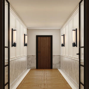 LightFixturesUSA - Industrial Black Reeded Glass Linear Tube Wall Light - Wall Sconce - 2 Packs - 