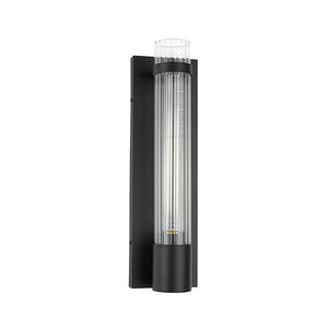 LightFixturesUSA - Industrial Black Reeded Glass Linear Tube Wall Light - Wall Sconce - Black - 