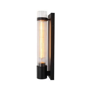 LightFixturesUSA - Industrial Black Reeded Glass Linear Tube Wall Light - Wall Sconce - Black - 