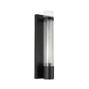 LightFixturesUSA - Industrial Black Reeded Glass Linear Tube Wall Light - Wall Sconce - Black - 