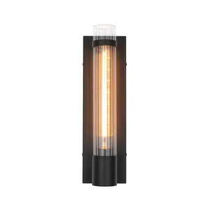 LightFixturesUSA - Industrial Black Reeded Glass Linear Tube Wall Light - Wall Sconce - Black - 