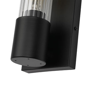 LightFixturesUSA - Industrial Black Reeded Glass Linear Tube Wall Light - Wall Sconce - Black - 