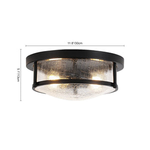 LightFixturesUSA - Industrial Black Round Crackled Glass Flush Mount Light - Ceiling Light - Black - 