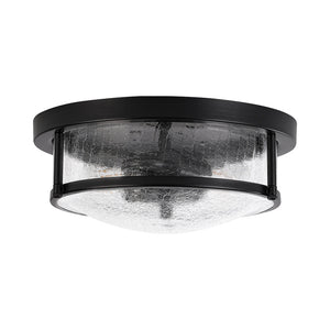 LightFixturesUSA - Industrial Black Round Crackled Glass Flush Mount Light - Ceiling Light - Black - 