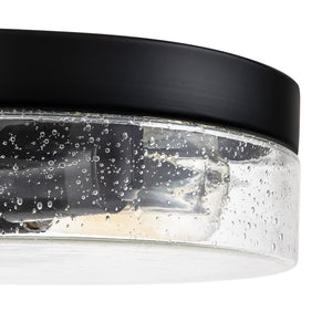 LightFixturesUSA - Industrial Black Round Seeded Glass Flush Mount Light - Ceiling Light - Black - 