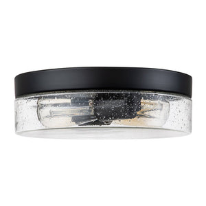 LightFixturesUSA - Industrial Black Round Seeded Glass Flush Mount Light - Ceiling Light - Black - 