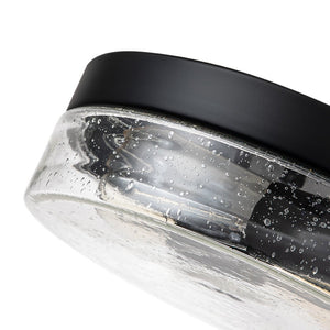 LightFixturesUSA - Industrial Black Round Seeded Glass Flush Mount Light - Ceiling Light - Black - 