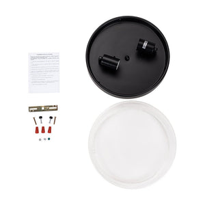 LightFixturesUSA - Industrial Black Round Seeded Glass Flush Mount Light - Ceiling Light - Black - 