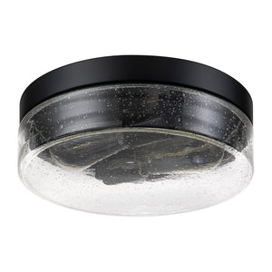 LightFixturesUSA - Industrial Black Round Seeded Glass Flush Mount Light - Ceiling Light - Black - 