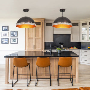 LightFixturesUSA - Industrial Dark Rusty Hammered Metal Dome Pendant - Pendant Light - 15.7 in - 