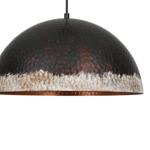 LightFixturesUSA - Industrial Dark Rusty Hammered Metal Dome Pendant - Pendant Light - 15.7 in - 