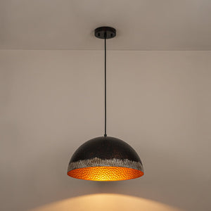 LightFixturesUSA - Industrial Dark Rusty Hammered Metal Dome Pendant - Pendant Light - 15.7 in - 