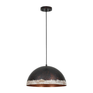 LightFixturesUSA - Industrial Dark Rusty Hammered Metal Dome Pendant - Pendant Light - 15.7 in - 