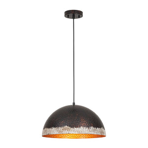 LightFixturesUSA - Industrial Dark Rusty Hammered Metal Dome Pendant - Pendant Light - 15.7 in - 