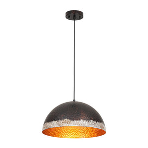 LightFixturesUSA - Industrial Dark Rusty Hammered Metal Dome Pendant - Pendant Light - 15.7 in - 