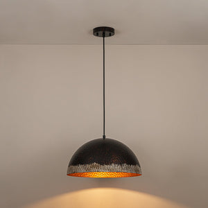 LightFixturesUSA - Industrial Dark Rusty Hammered Metal Dome Pendant - Pendant Light - 15.7 in - 