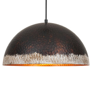 LightFixturesUSA - Industrial Dark Rusty Hammered Metal Dome Pendant - Pendant Light - 15.7 in - 