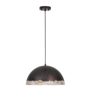 LightFixturesUSA - Industrial Dark Rusty Hammered Metal Dome Pendant - Pendant Light - 15.7 in - 