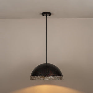 LightFixturesUSA - Industrial Dark Rusty Hammered Metal Dome Pendant - Pendant Light - 15.7 in - 