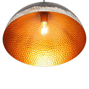 LightFixturesUSA - Industrial Dark Rusty Hammered Metal Dome Pendant - Pendant Light - 15.7 in - 