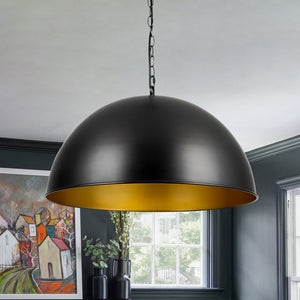 LightFixturesUSA - Industrial Farmhouse Black Iron Oversized Dome Pendant Light - Pendant Light - 15.7 in. - 