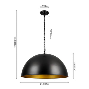 LightFixturesUSA - Industrial Farmhouse Black Iron Oversized Dome Pendant Light - Pendant Light - 15.7 in. - 