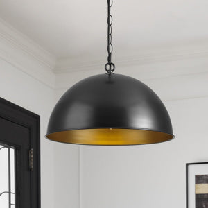 LightFixturesUSA - Industrial Farmhouse Black Iron Oversized Dome Pendant Light - Pendant Light - 15.7 in. (Pre - Order) - 