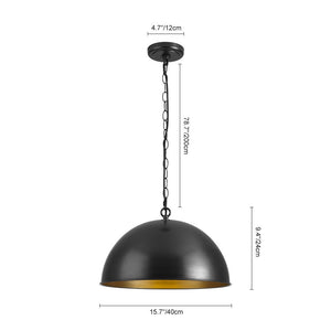 LightFixturesUSA - Industrial Farmhouse Black Iron Oversized Dome Pendant Light - Pendant Light - 15.7 in. (Pre - Order) - 