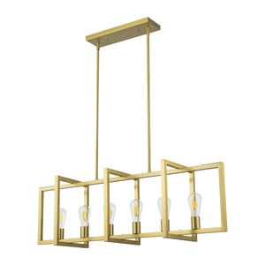 LightFixturesUSA-Industrial Farmhouse Rectangular Kitchen Island Pendant-Chandelier-Dark Rust-