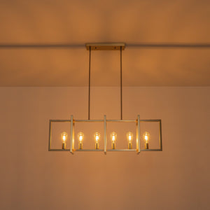 LightFixturesUSA-Industrial Farmhouse Rectangular Kitchen Island Pendant-Chandelier-Dark Rust-