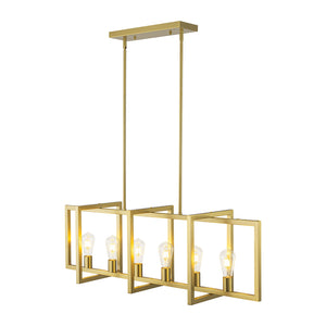LightFixturesUSA-Industrial Farmhouse Rectangular Kitchen Island Pendant-Chandelier-Dark Rust-