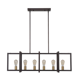 LightFixturesUSA - Industrial Farmhouse Rectangular Kitchen Island Pendant - Chandelier - Matte Black - 