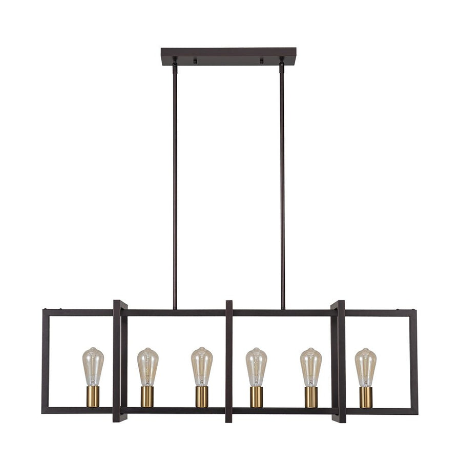 LightFixturesUSA - Industrial Farmhouse Rectangular Kitchen Island Pendant - Chandelier - Matte Black - 