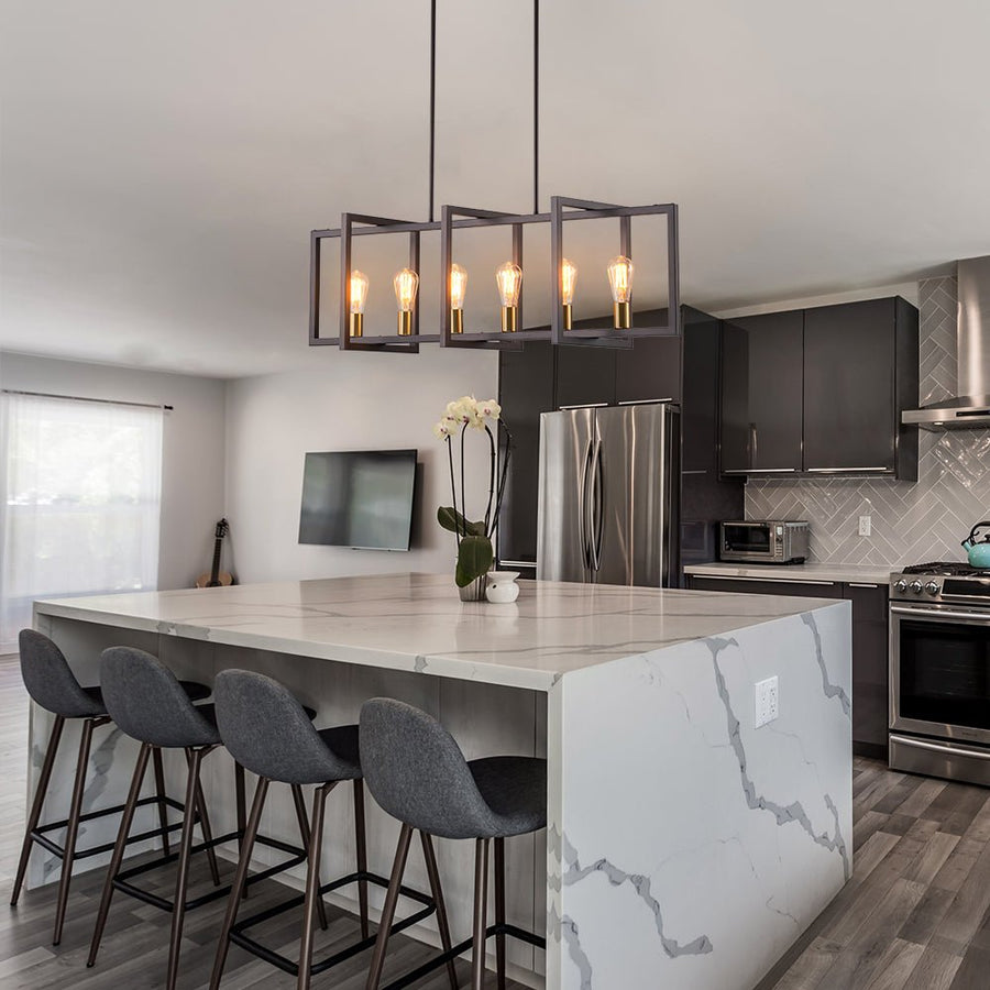 Kitchen Island Long Rectangular Modern Farmhouse Rectangular Kitchen Island Pendant | LightFixturesUSA