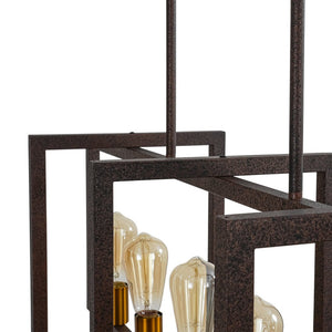 LightFixturesUSA - Industrial Farmhouse Rectangular Kitchen Island Pendant - Chandelier - Red Rust - 