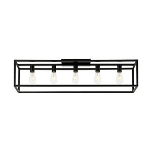 LightFixturesUSA - Industrial Minimalist Rectangle Cage Semi Flush Mount - Ceiling Light - Black - 